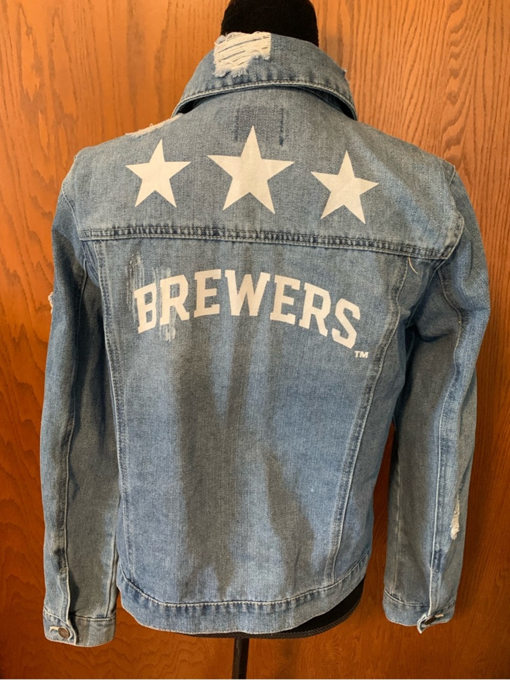 Tiny Turnip BREWERS Distressed Denim Jacket - *** runs small ***